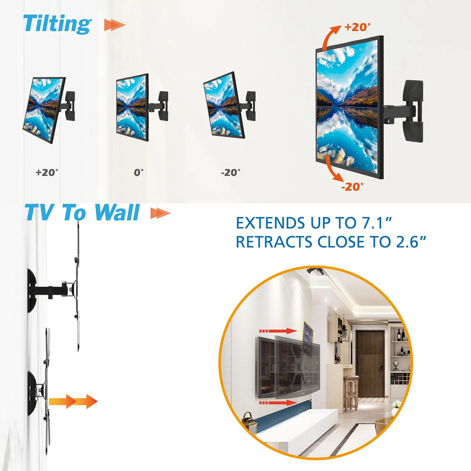 Кронштейн для ТВ Full Motion Vesa 400x400 мм