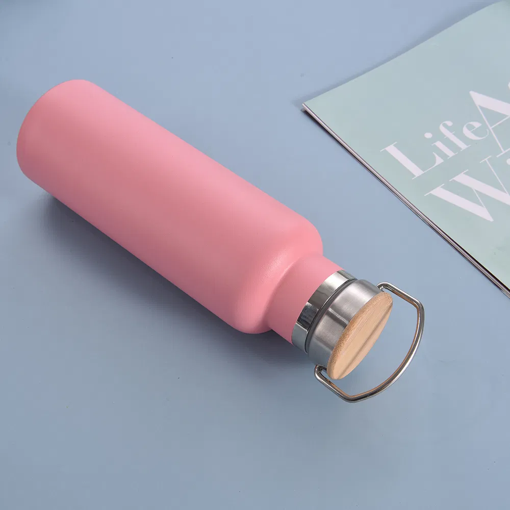 Вакуумная спортивная бутылка для воды с ручкой, 750 мл