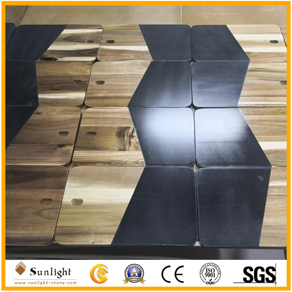 China Cheap Wholesale Tableware Black Stone Slate Wood Cutting Board