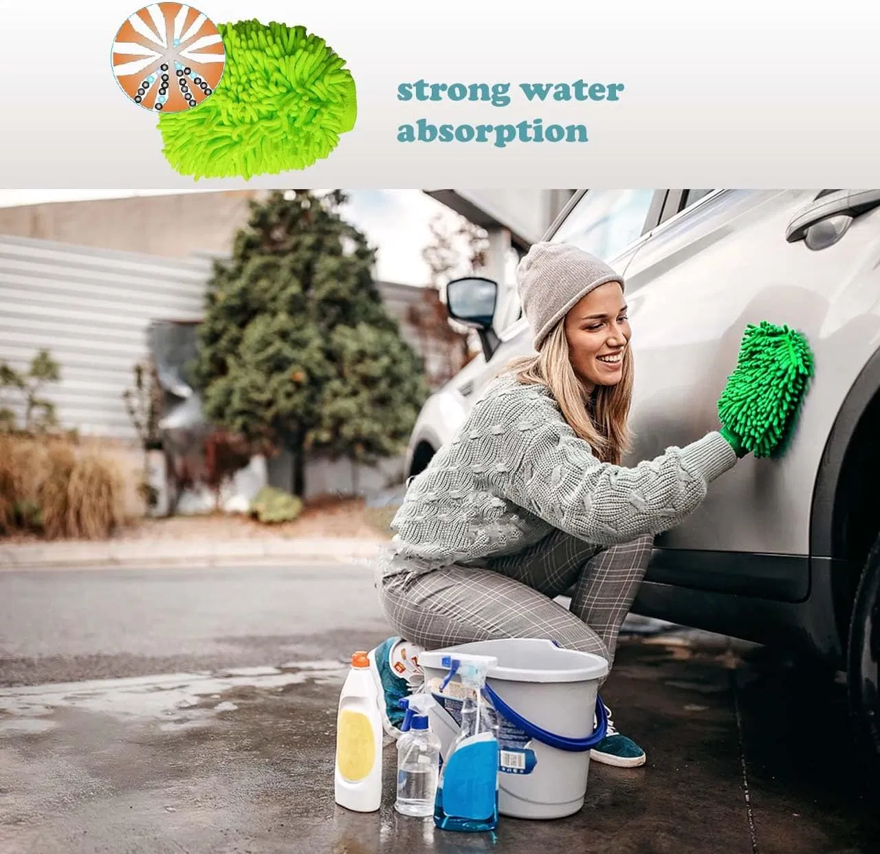 Microfiber Chenille Car Wash Mitt Scratch Free for Cars Cleaning