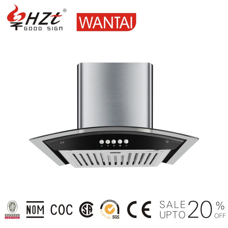 Household Electrical Appliances High Efficiency Black Tempered Glass Range Hood with Powerful Suction
