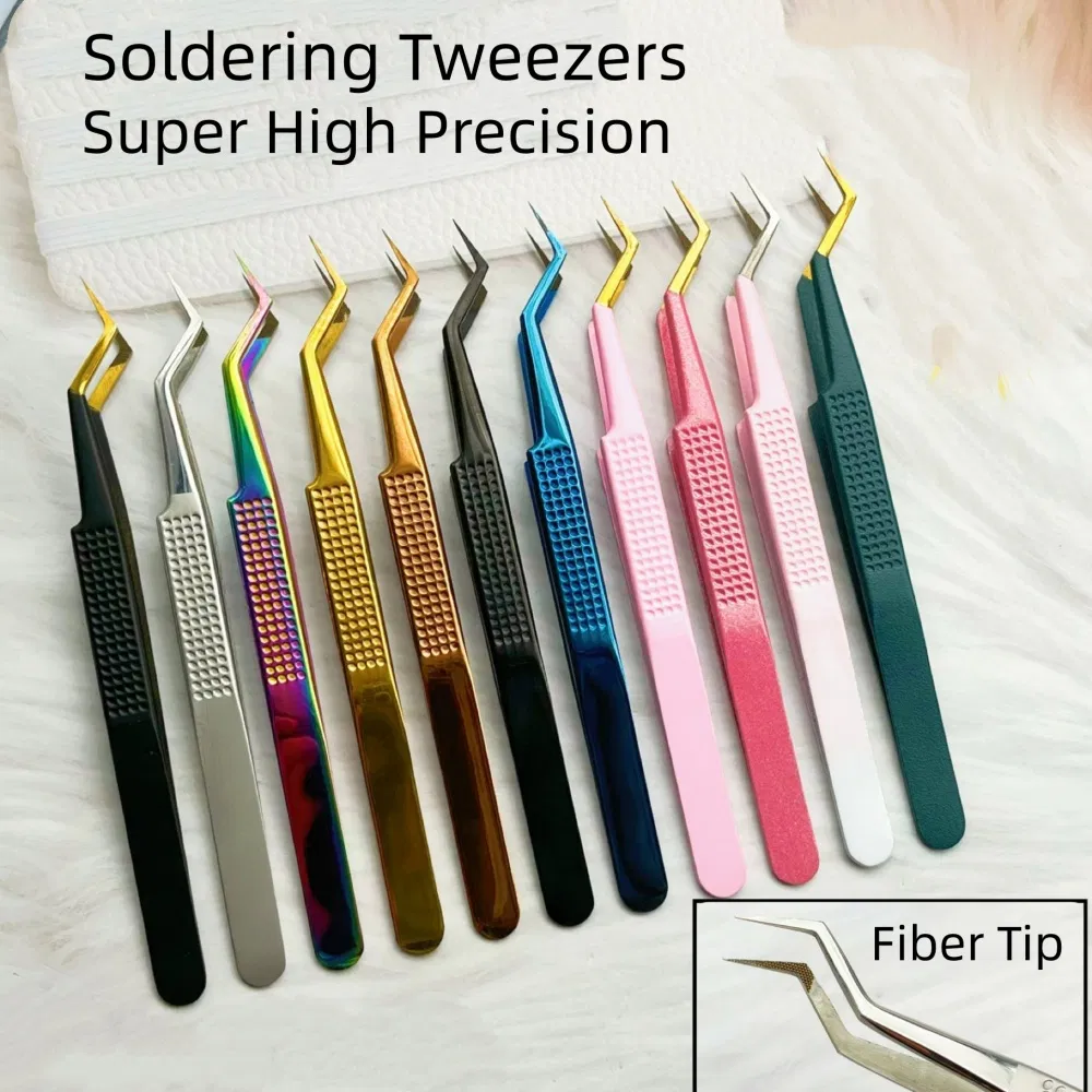 Custom Logo Best Non-Magnetic Pointed PCB Precision Soldering Fiber Tip Lash Tweezers