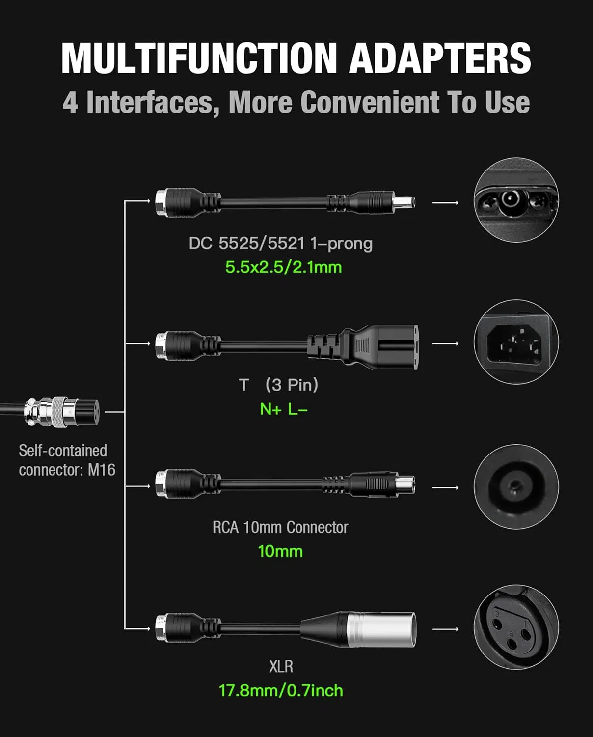 54.6V 5A Lithium Battery Charger with 4 Plugs Universal Battery Replacement Fast Charger for 48V Lithium Battery XLR (3 Pin)