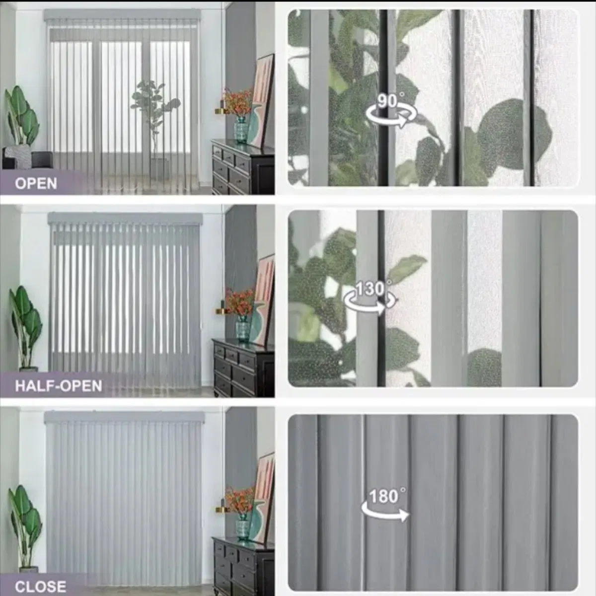 Classic Style Manual Cordless Blackout Washable Ironable Vertical Blind