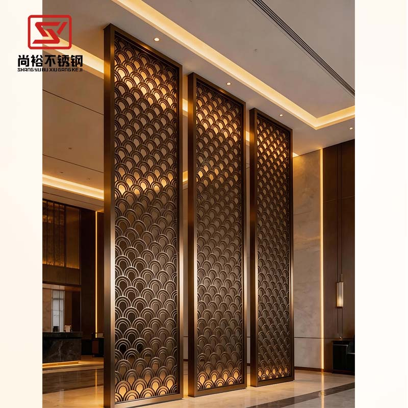 Chinese Style Modern Interior Stainless Steel Room Divider Hotel Screen Partition