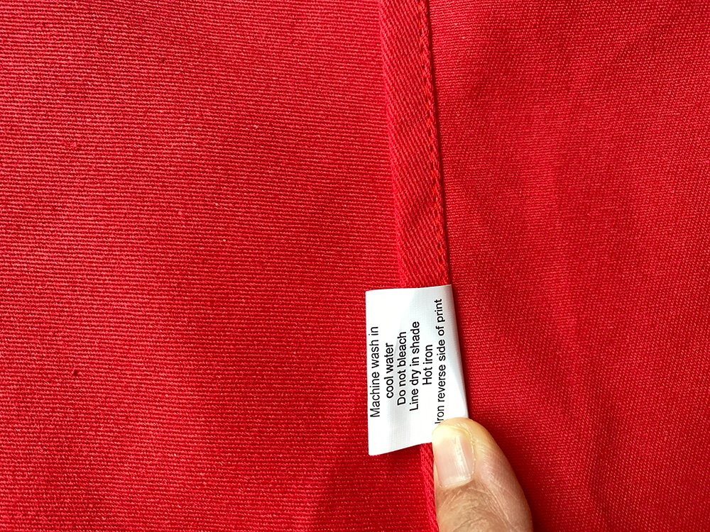 Red Cotton Twill Kitchen Apron with Waist Tie for Adults Cooking