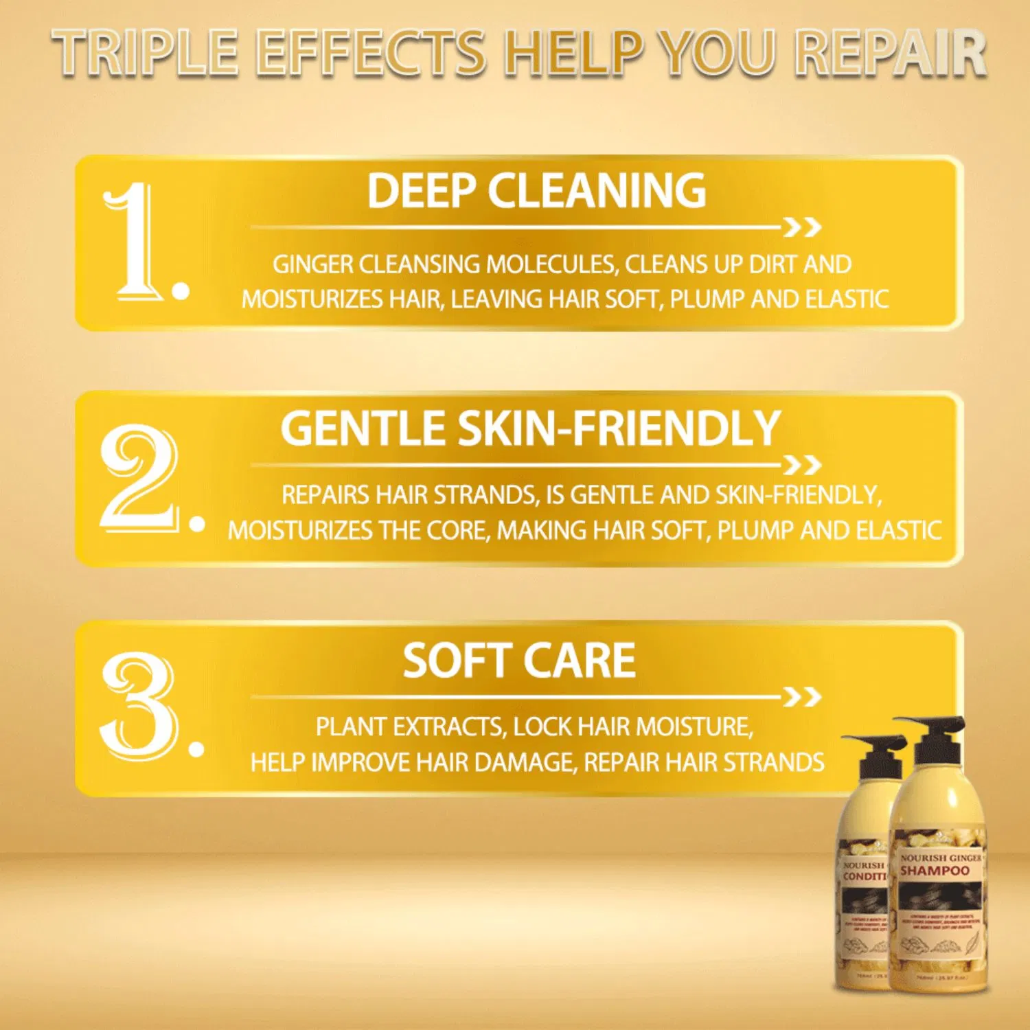 Deep Cleaning Anti-Hair Loss Ginger Shampoo and Conditioner for All Hair Type