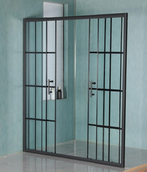 Matt Black Profile Tempered Glass Sliding Door Wilk in Screen