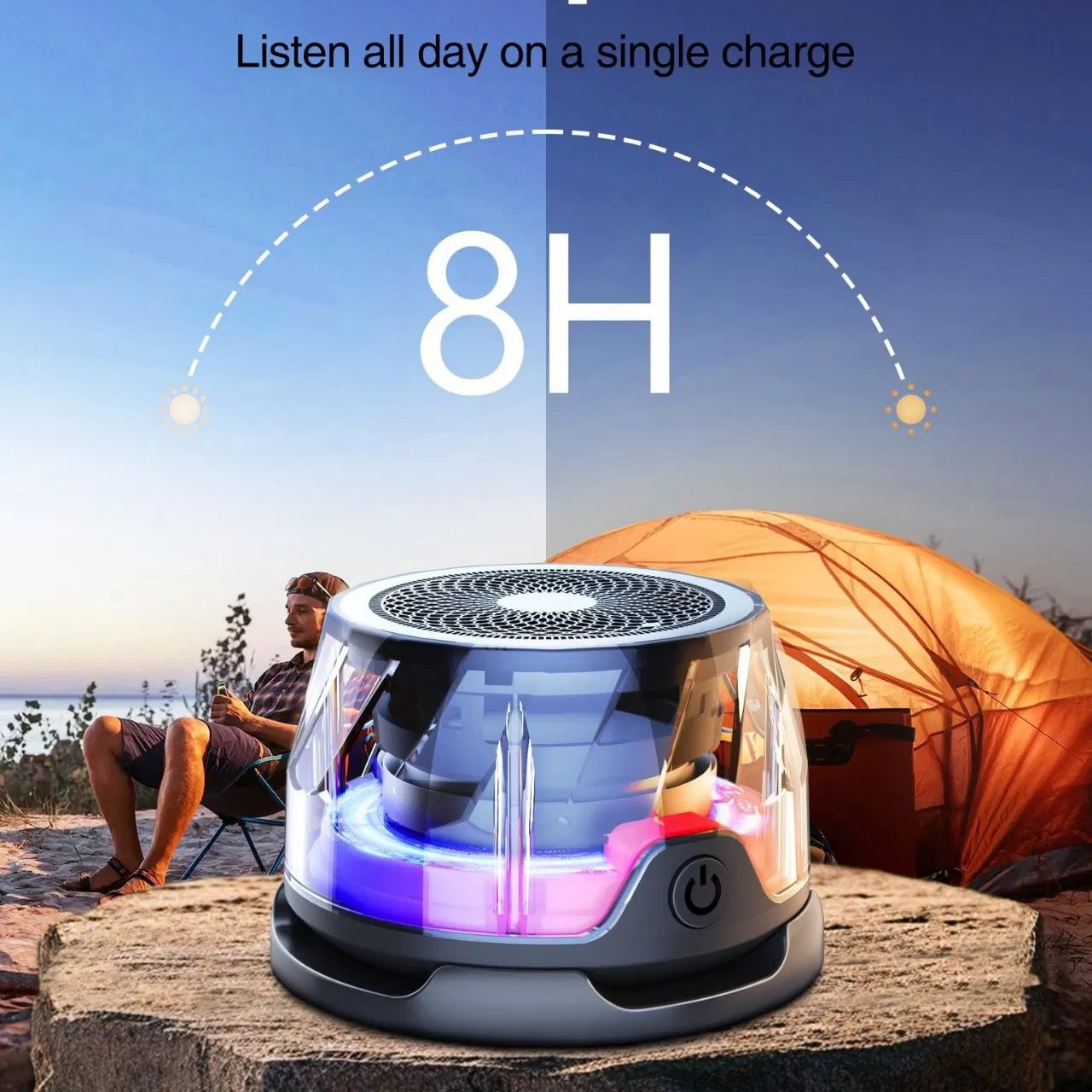 RGB Magnetic Bluetooth Speaker 3-in-1 Portable Wireless Mini Speaker with USB-C Charging Ambient Light & Phone Holder