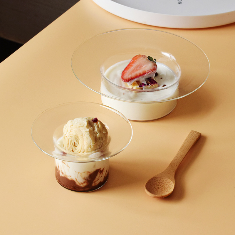 Wholesale Cheap Simple Style Glass High Goblet Bowl Ice Cream Bowl Dessert Salad Fruit Bowl for Kitchen Use