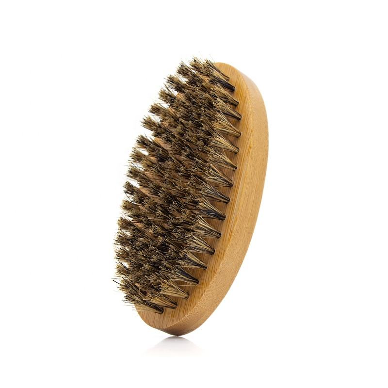 Hot-Selling Natural Eco-Friendly Wooden Boar Bristle Men's Facial Cleansing Beard Brush