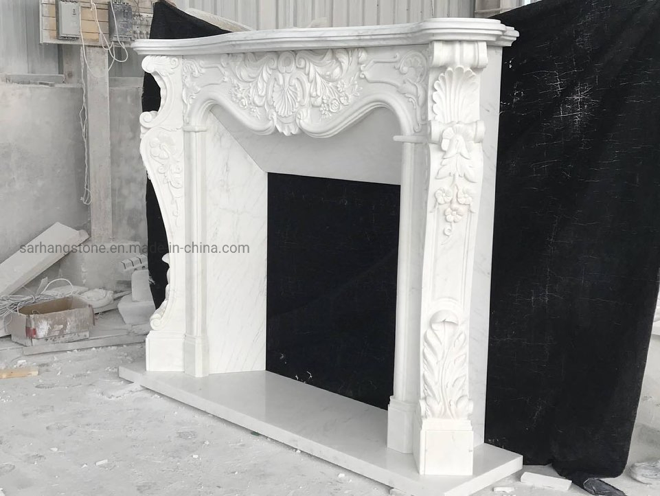 French Style Popular Design Hand Carved Decorative Marble Fireplace