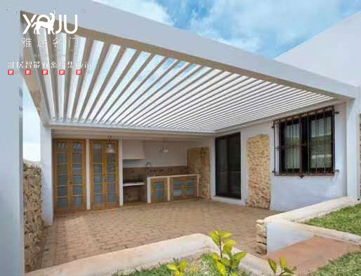 Customized Rainproof Aluminum Pergolas with Adjustable Blinds for Garden House