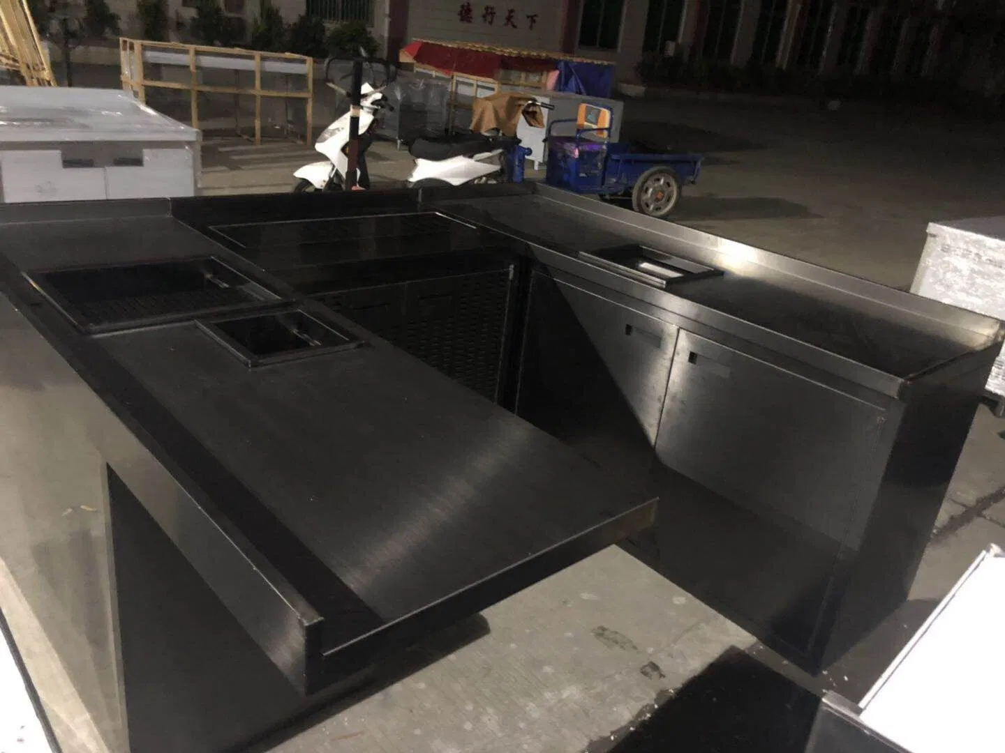 Customized Under Counter Refrigerator Stainless Steel Milk Tea Console Table
