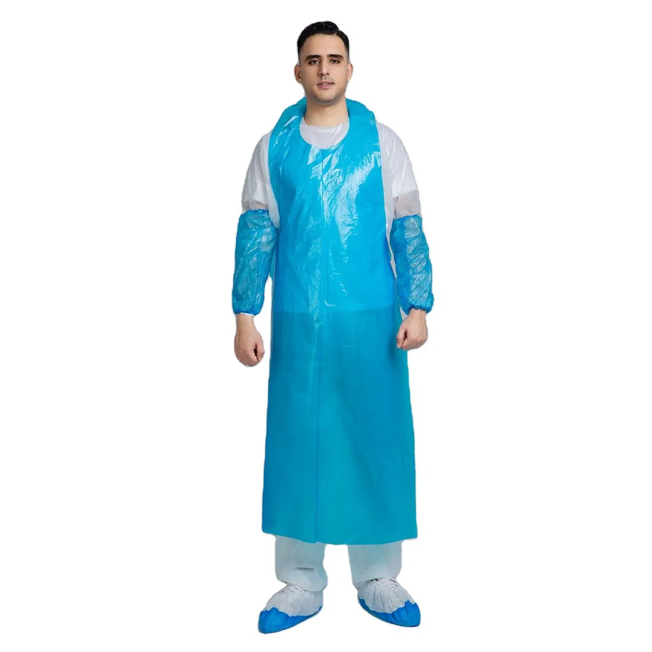 PE Disposable Medical Apron Hospital for Healthcare Polythylene Waterproof Disposable Non-Sterile Blue Apron