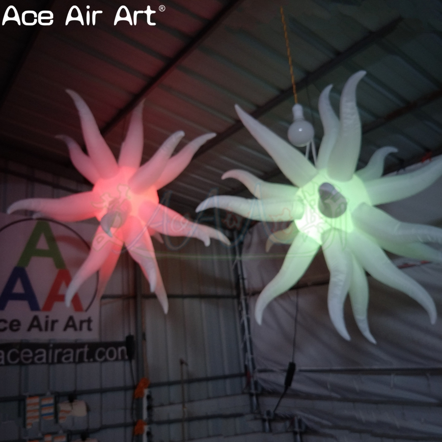 Glowing Inflatable Hanging Bending Spike Ball Indoor Ceiling Decoration