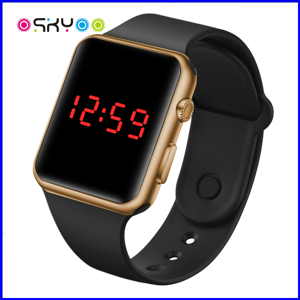 New Arrival Silicone Wrist Bands LED Waterproof Sport Square Digital Watch