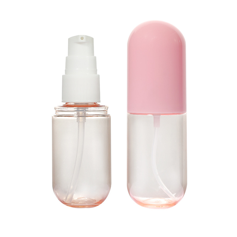 Pet 40ml 60ml Spray Bottle Emulsion Bottle Travel Bottle Cosmetic Products Packaging Capsule Shape Pet Lotion Plastic Bottle