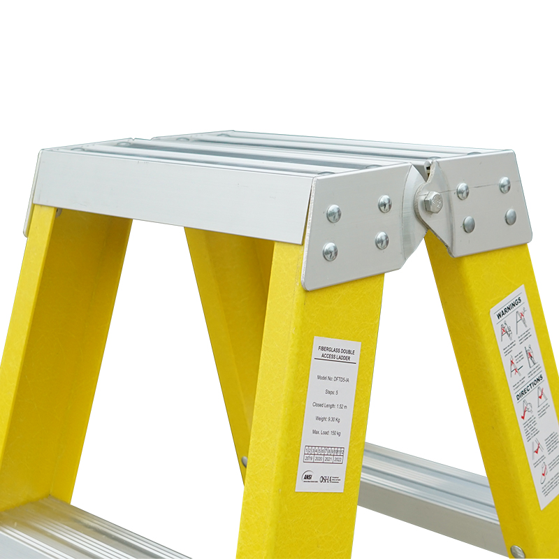 Double-Sided Attic Fiberglass Folding Step Ladder (double riveted and aluminum feet)