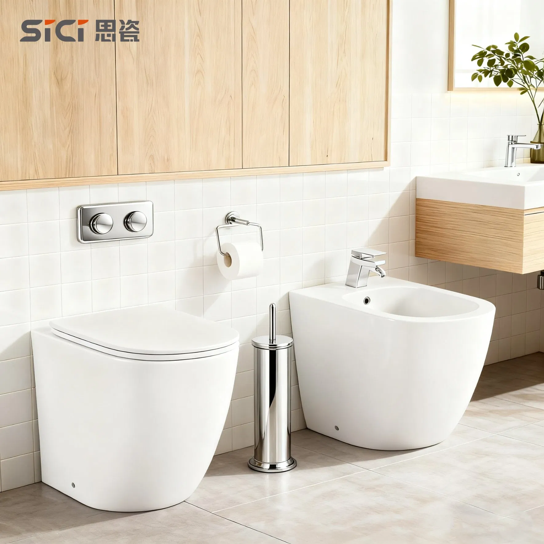 Sanitary Ware Round Europe Rimless Wall Mounted Floating Rimless Wall Hung Toilet