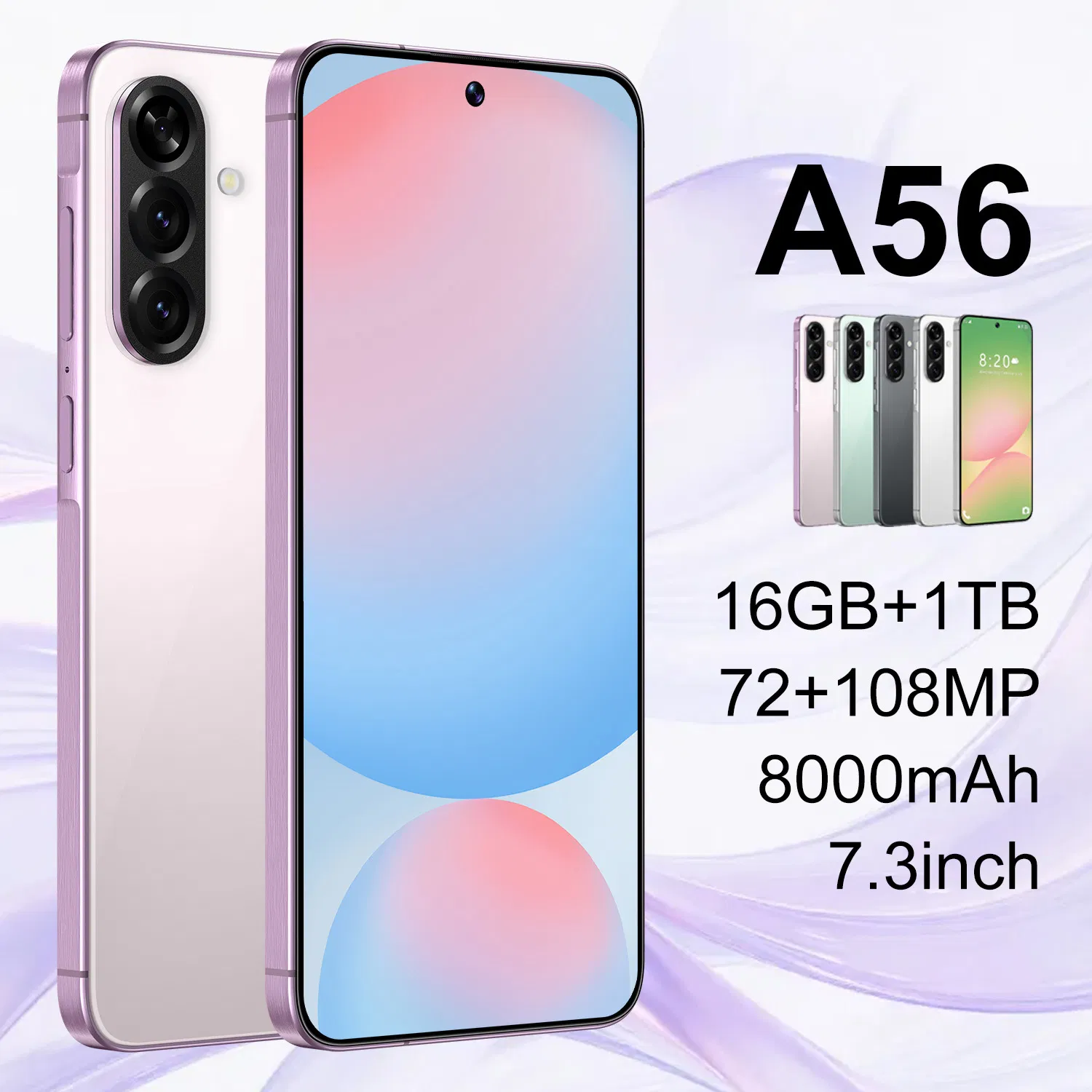 Смартфон A56 5G, 4+64 ГБ, 7.3 дюйма