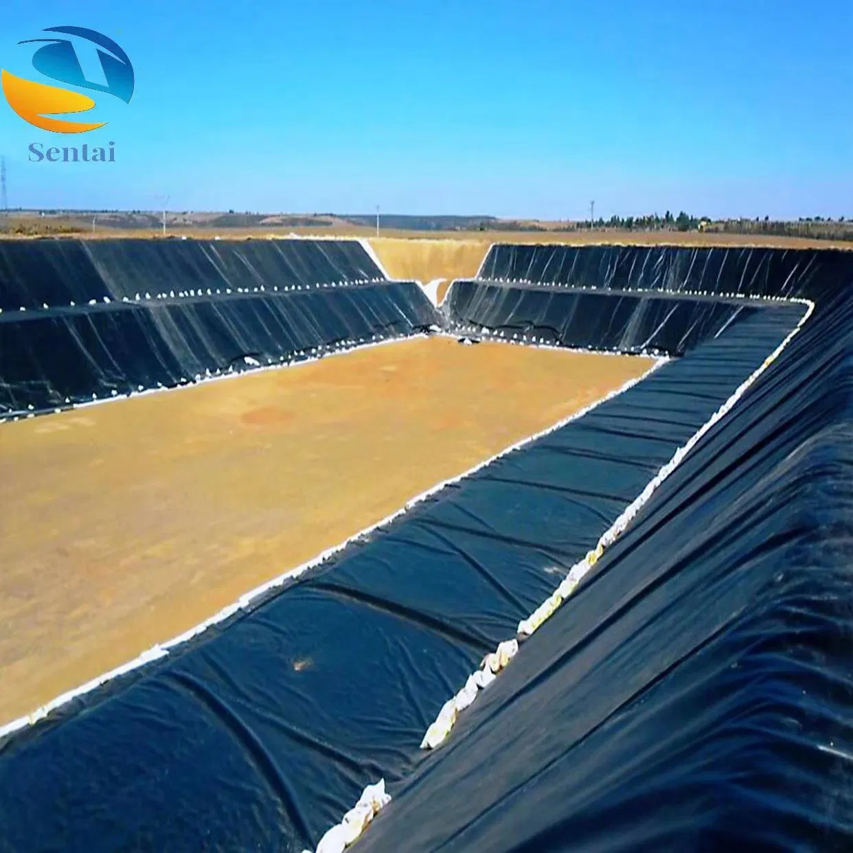 0.8mm 1mm 2mm 3mm PE LDPE HDPE Geomembrane Waterproofing Membrane for Landscape Lakes Reservoirs Artificial Lakes Lake Slope Protection Pool Pond Liner