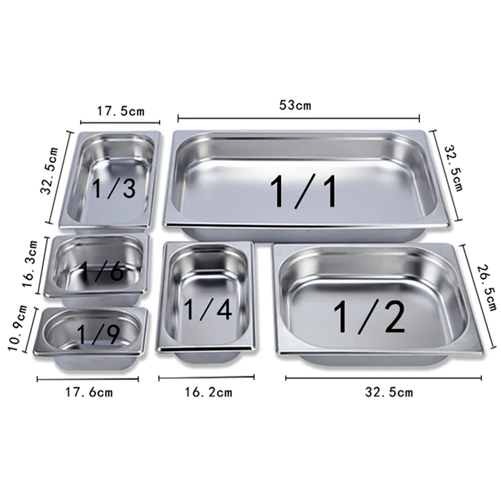 Diwell Direct Factory Price Buffet Service Commercial Food Warmer Container 1/9 Large Size 6.5cm 10cm 15cm 6 Inch Deep Gastronorrn Pan for Canteens
