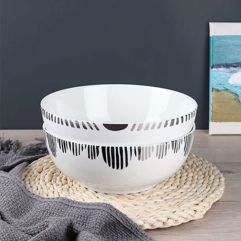 Customized Electro Plating Decorative White Ceramic Soup Bowl