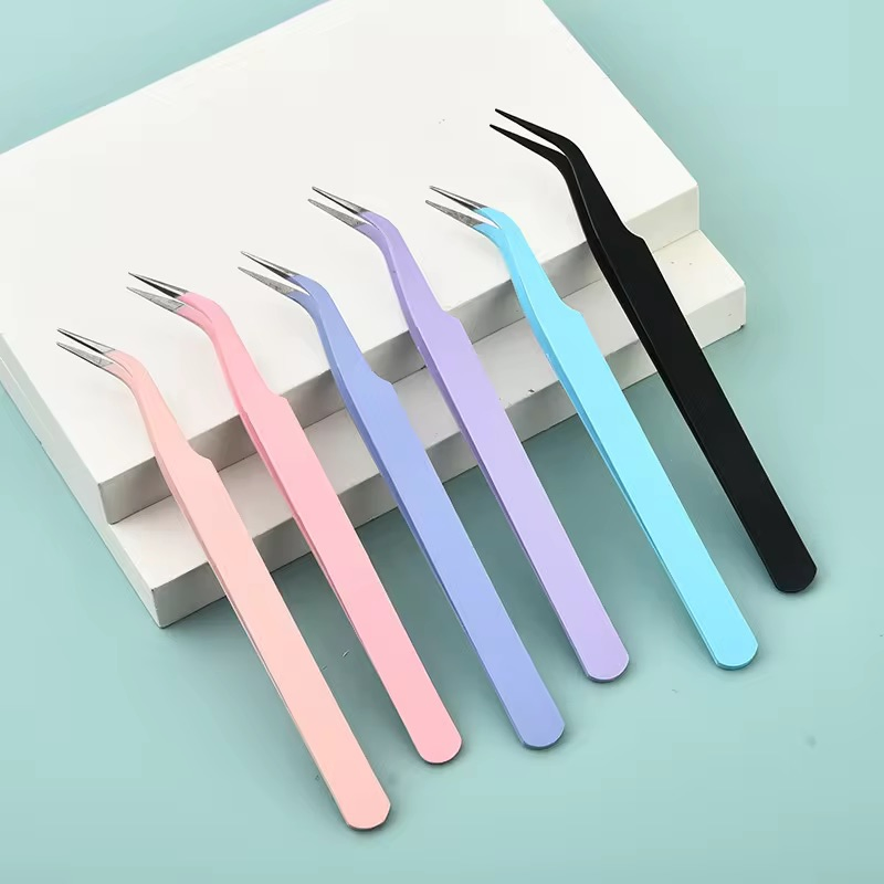 Multi-Purpose Use Curved Tip Durable Stainless Steel Precision Nail Eyelash Tweezer