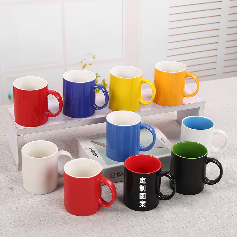 Photo Custom 11 Oz Sublimation Blanks Ceramic Inner Black Mug Logo Magic Heat Changing Coffee Mug for Printing
