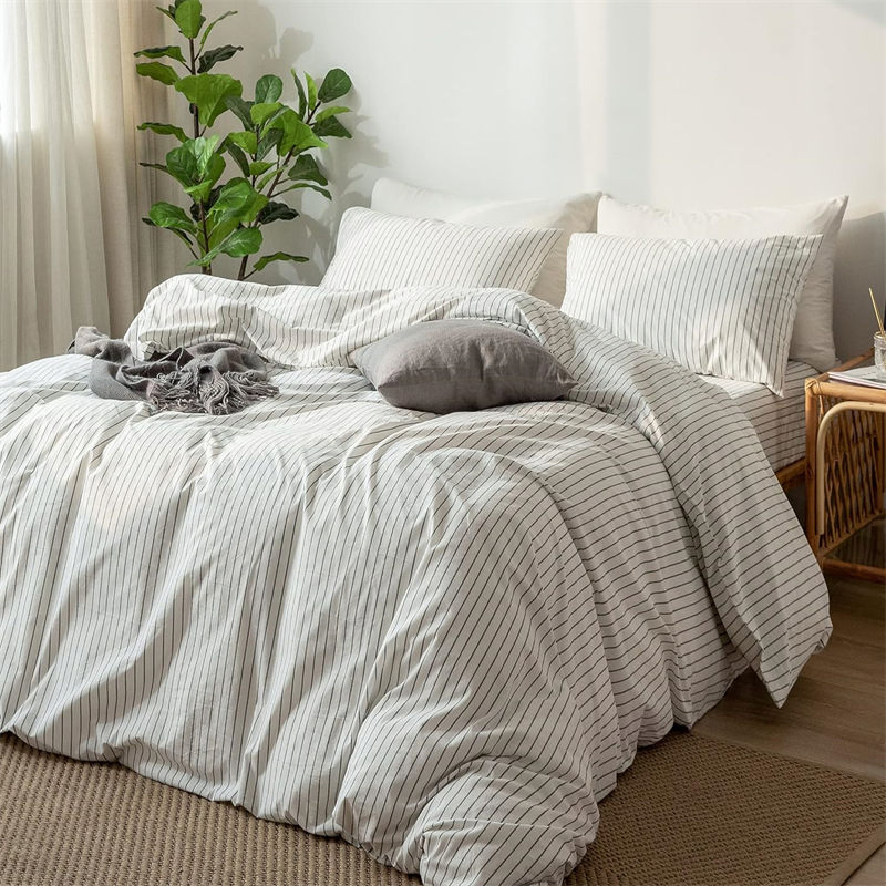 White Stripes Duvet Cover Hidden Zipper Durable United Nations Endowment Convenience Pillow Shams Envelope Closure Cheap Deals Lightweight Bedding