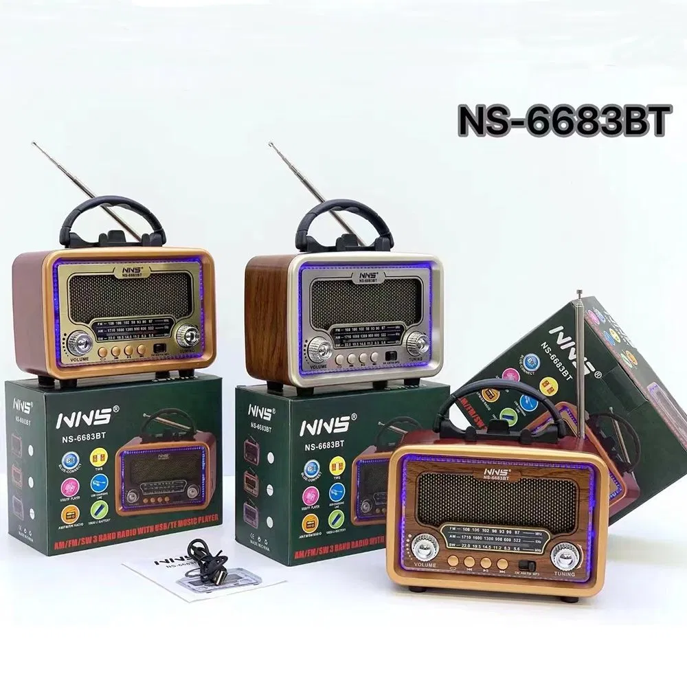 Ретро радио NS6683BT с Bluetooth, деревянный корпус