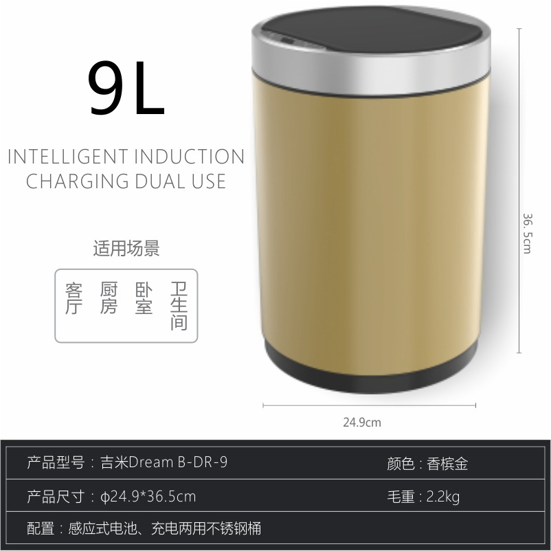 Hot Sell Smart Waste Bin 10L Hands Free Infrared Sensor Automatic Cover Trash Can Household Living Room Usage