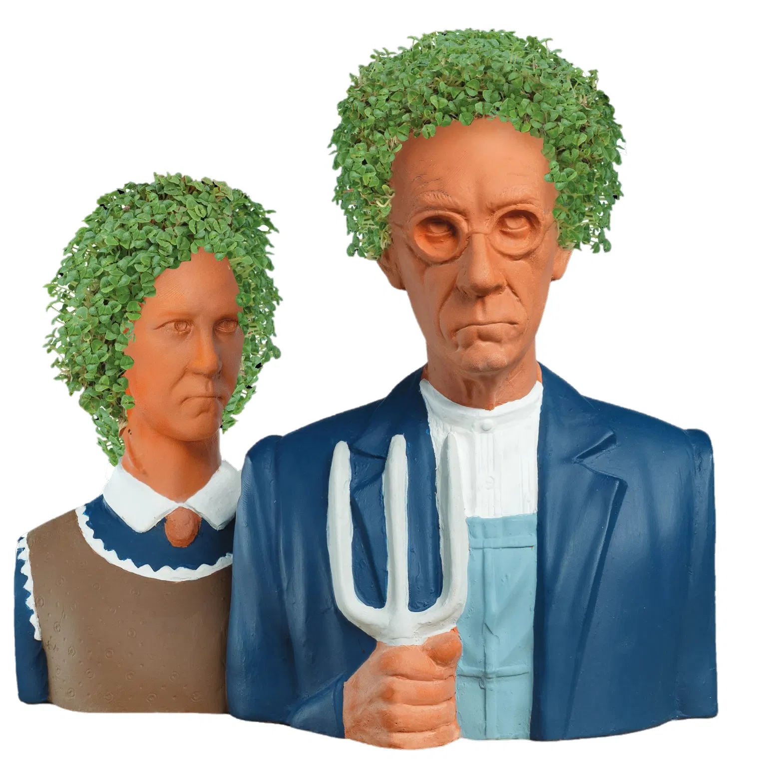 American Gothic Chia Pet Handmade Decorative Planter