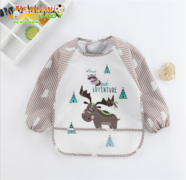 Long Sleeve Waterproof Feeding Baby Bibs for Lunch Cartoon Baby Clothing Baby Apron Waterproof 0-5 Years