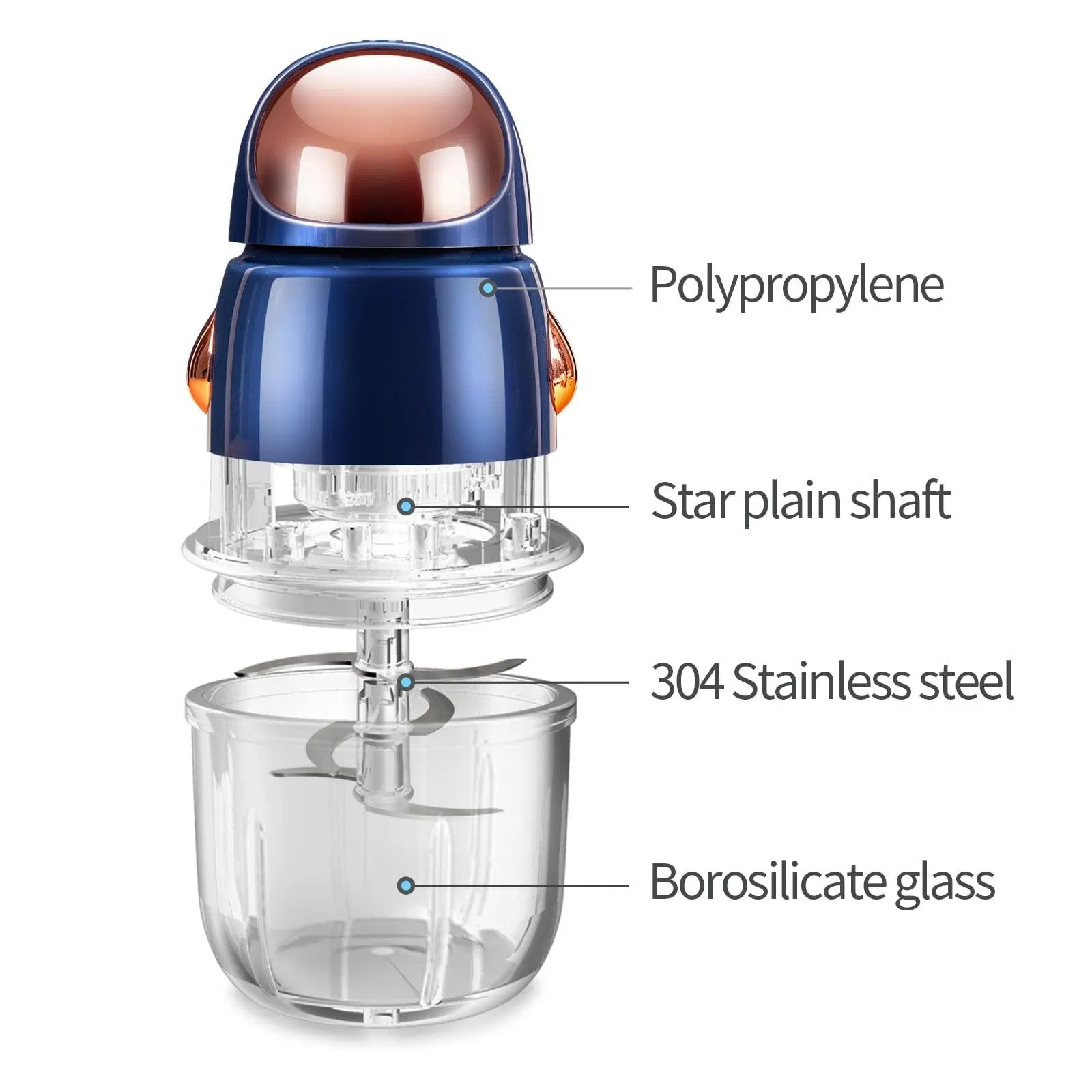 Fashionable Mini Cute 1.2 Cup Glass Bowl 6 Blade Electric Food Blender