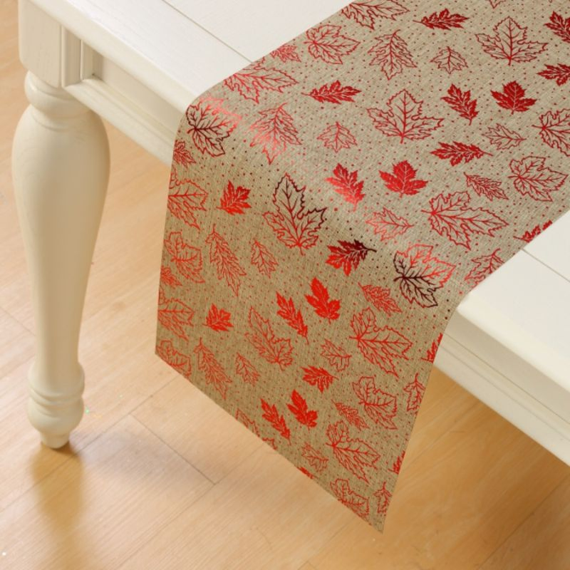 Christmas Ornaments Home Decoration Polyester Fabric Linen Printed Tablecloth Party Deco Table Runner Cloth
