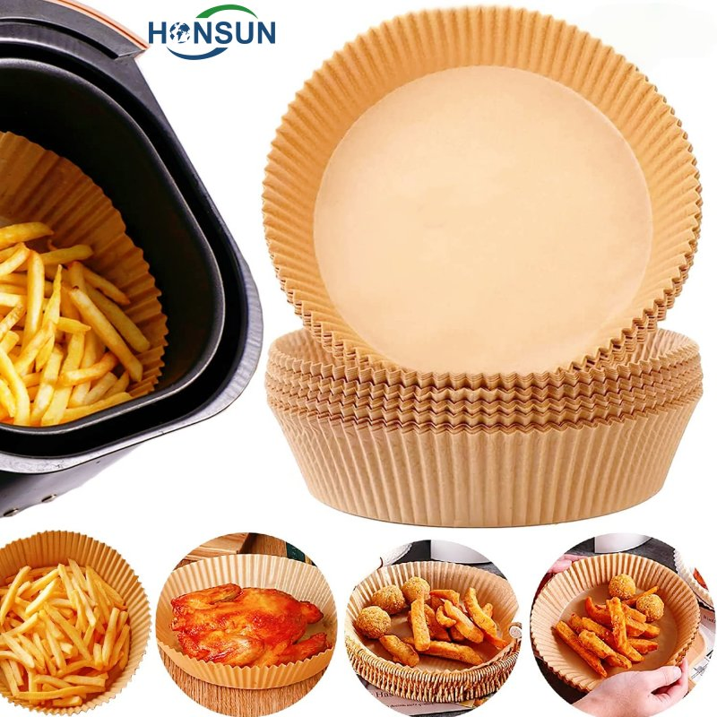Food Grade Factory Supply Customized Wrapping Disposable Compostable Silicone Kraft Parchment Baking Greaseproof Unbleached White Non-Stick Air Fry Liner Paper