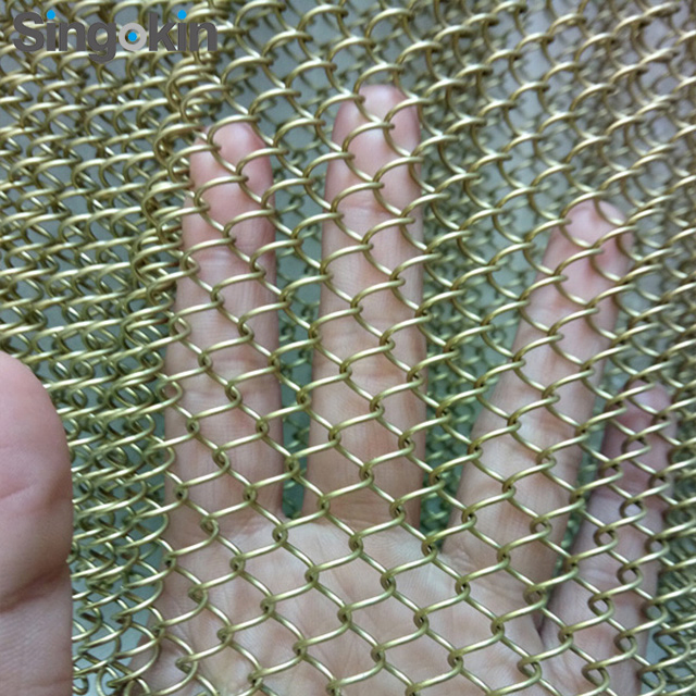 Factory Supply Flexible Metal Fabric Gold Color Metal Mesh Space Divider Metal Coil Curtain