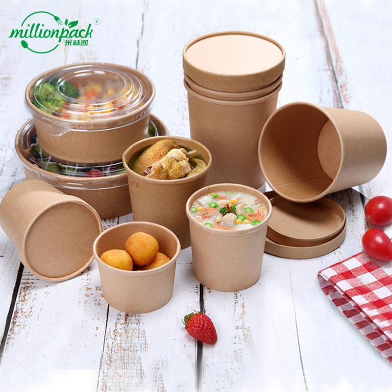 Eco Friendly Kraft Soup Bowl with Lid for Restaurant Takeout