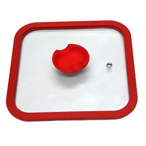 Квадратная стеклянная крышка с силиконовым ободком 4мм