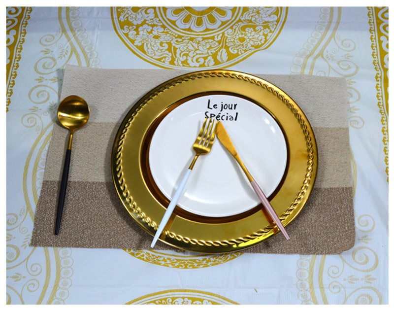 Metal Tray Stainless Steel Serving Charger Dinner Plates for Banquet Wedding