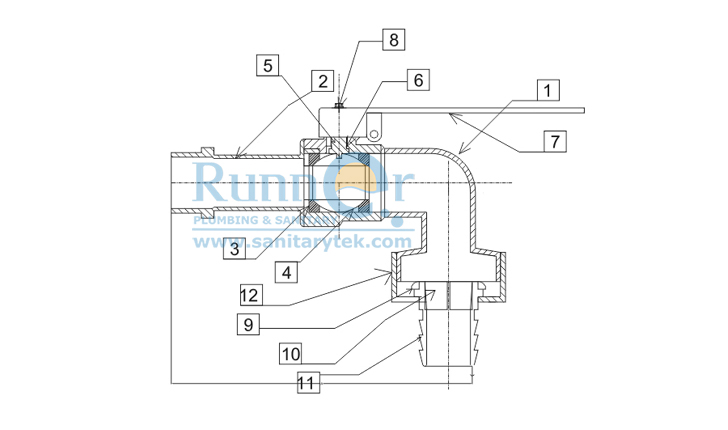 Латунный шаровой кран с накидной гайкой и замком V26-006R02