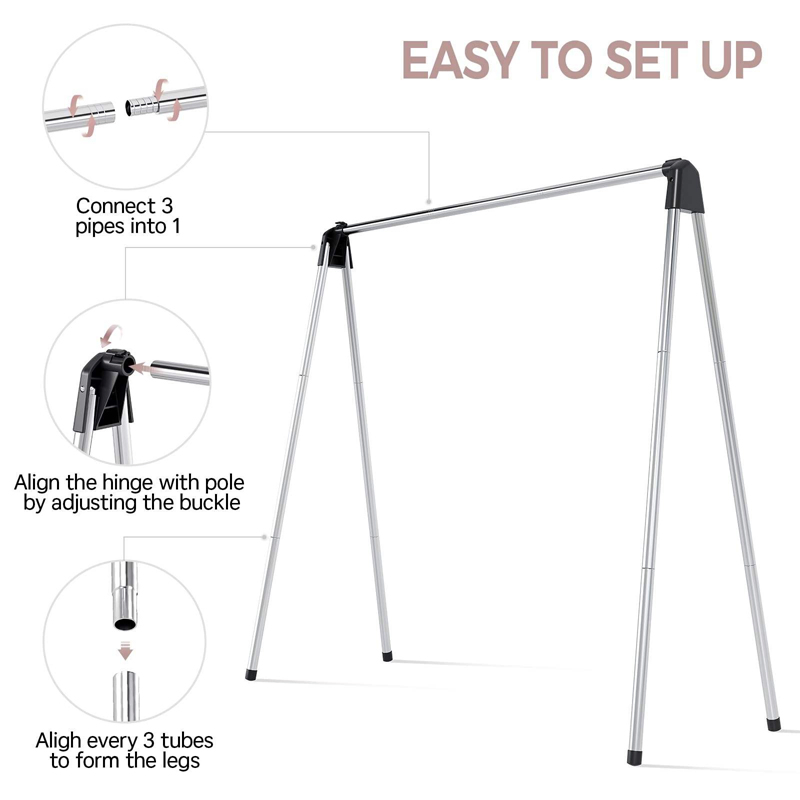 Sanipro Stainless Steel Foldable Laundry Hanger Dryer Indoor Outdoor Free-Standing Large Capacity Portable Clothes Drying Rack