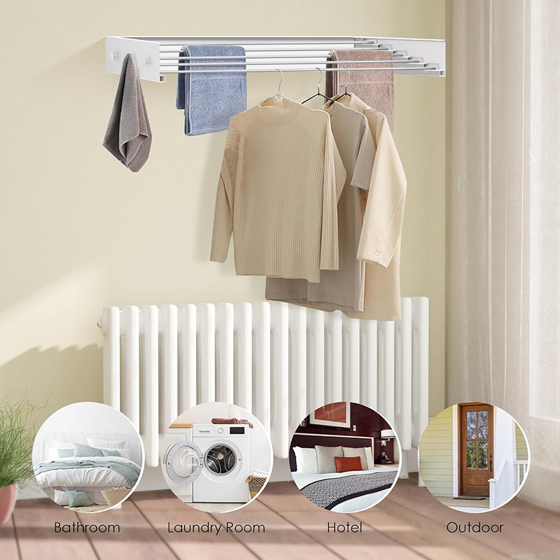 Hot Selling Hidden Bathroom Towel Multi-Functional Folding Wall-Mounted Clothes Drying Rack