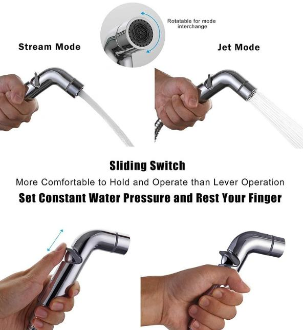 Bathroom Toilet Flow Adjustable Two Functions Portable Shower Health Bidet Shataff Toilet Faucet Sprayer Hand Shower Sprayer Spray Gun Toilet Seat Bidet Sprayer