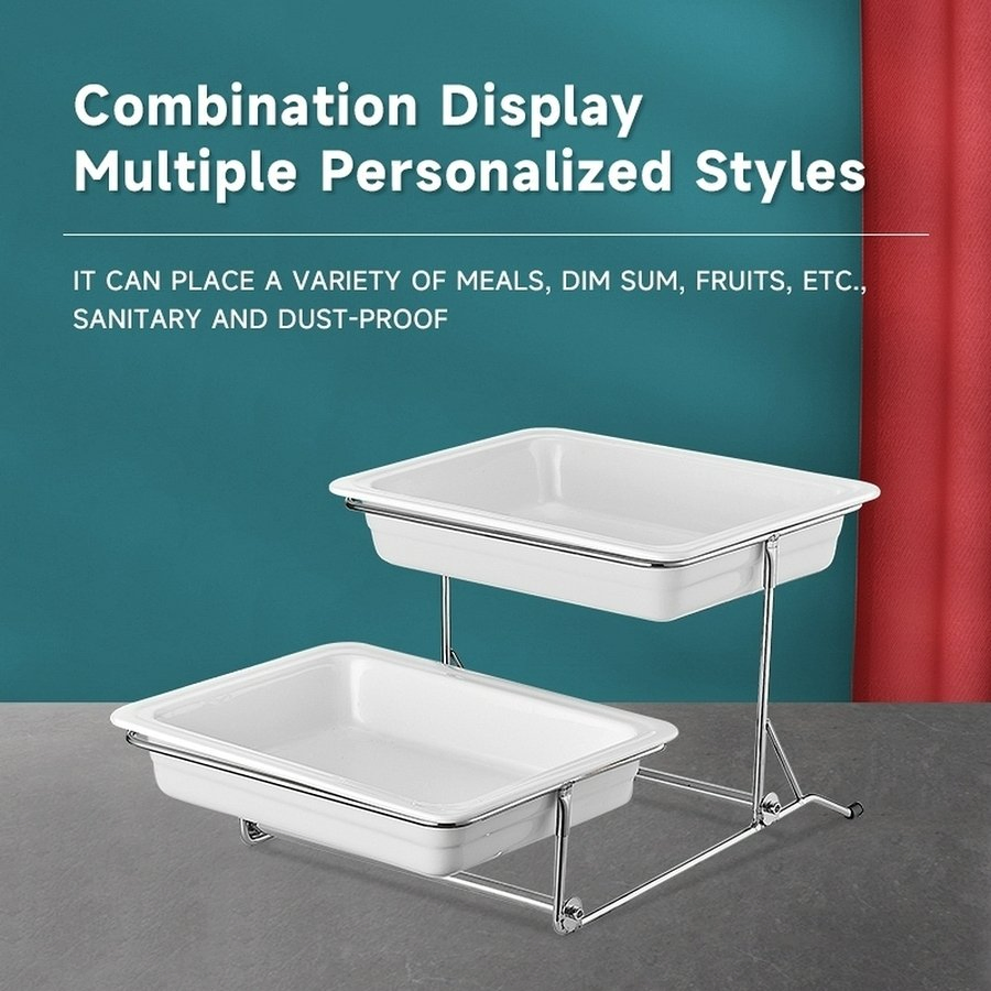 Durable Double-Layer Single-Grid Ceramic Exhibition Cake Display Stand for Engagement Party