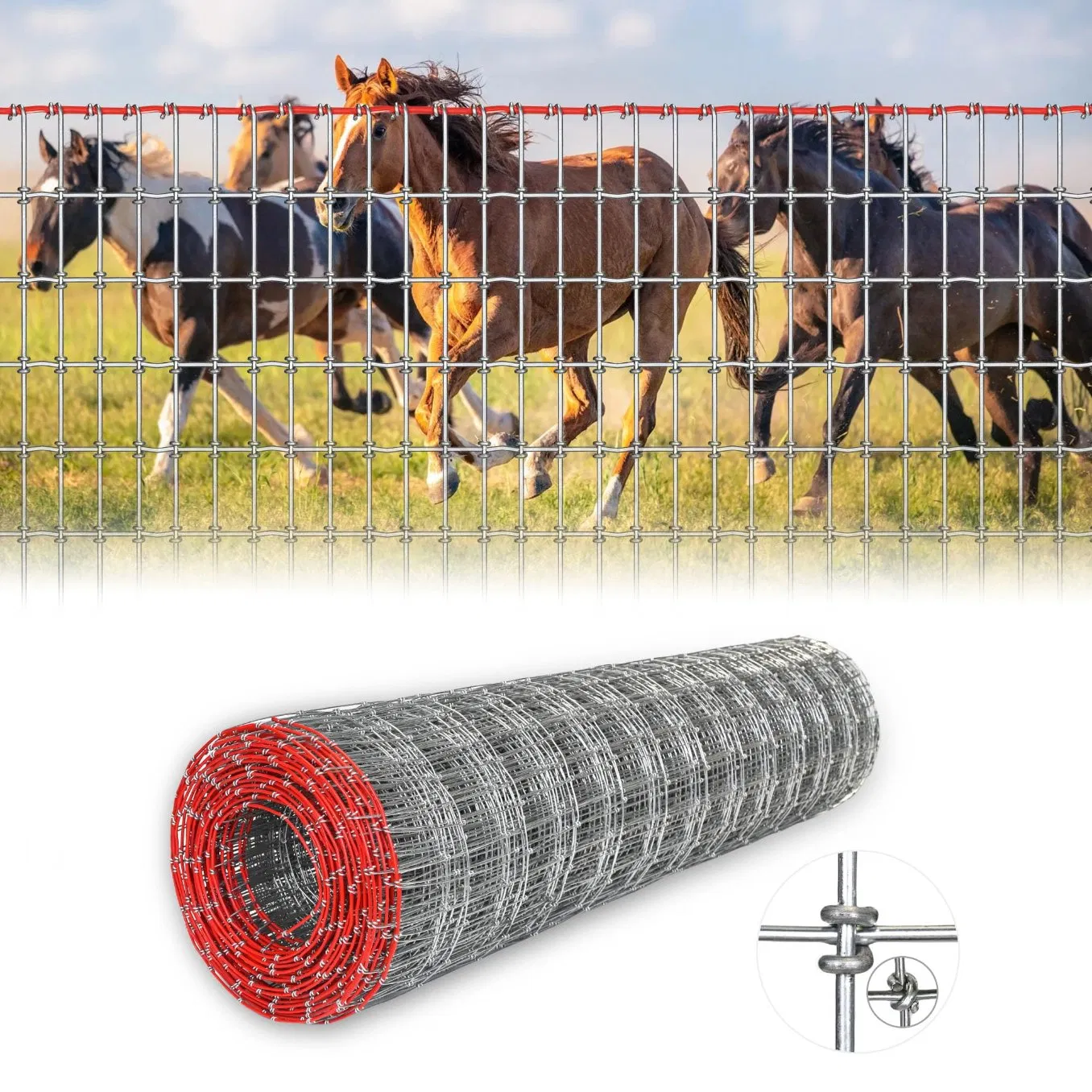 48"X100FT 12.5g (2''X4'') Rural Living Fencing Field Horse Fence Farm Fence Wire Fence Livestock Fence