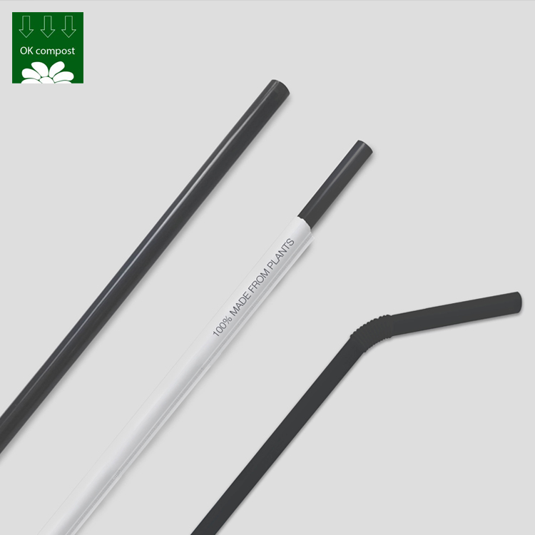 Custom Logo 6*210mm 100% Compostable PLA Flexible Straw