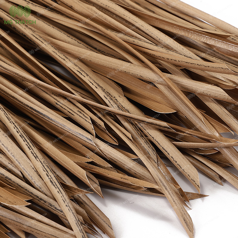 Flame Resistant Synthetic Tiki Thatch Roof Artificial Palm Palapa Thatch Tiles More Than 20 Years Lifespan China Manufacturer